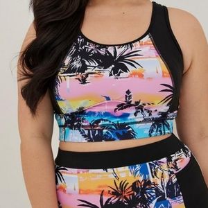 Torrid Tropical Active Black Pink Racerback High Rise Bikini Set 3X NWT